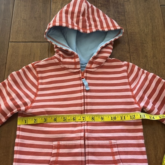 Mini Boden Zipper Hoodie Pink Red Striped Jacket Size 5-6 Y - Picture 4 of 11